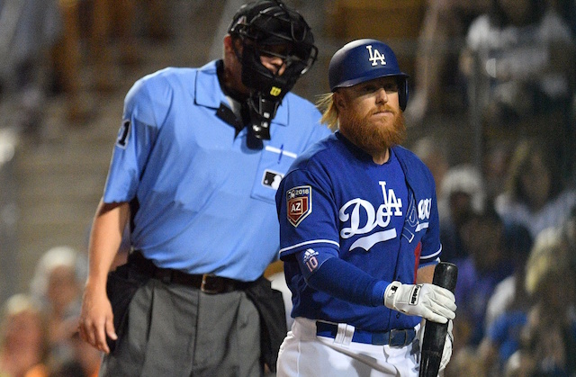 Justin Turner leaves spring training game after getting hit in head by pitch