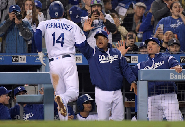 Be inspired by this fan's gigantic Dodger Blue mohawk at NLCS Game