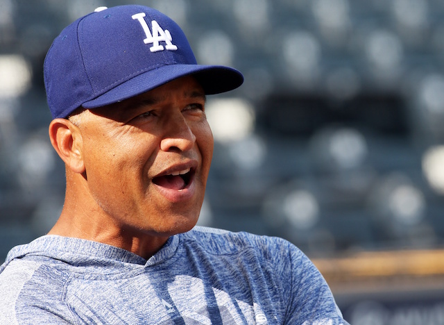 Los Angeles Dodgers manager Dave Roberts during batting practice at PNC Park