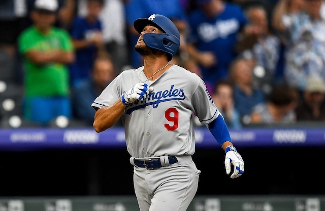 Los Angeles Dodgers infielder Kristopher Negrón celebrates after hitting a home run