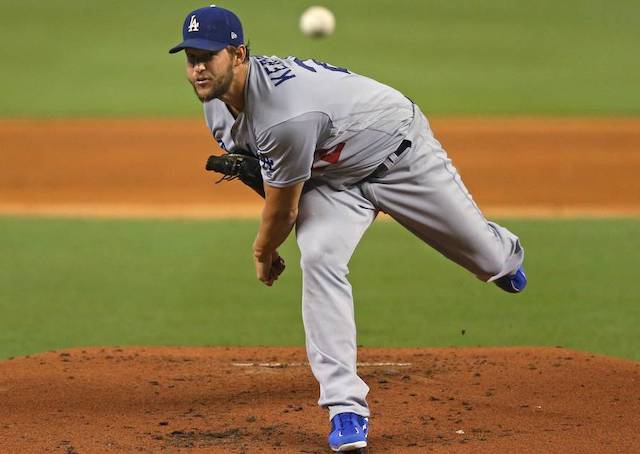 Los Angeles Dodgers pitcher Clayton Kershaw in a start against the Miami Marlins