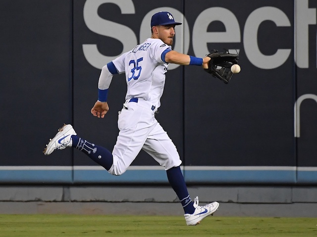 Los Angeles Dodgers All-Star Cody Bellinger cuts off a ball in the outfield