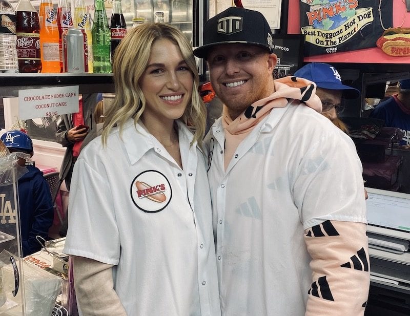 Justin Turner and his wife Kourtney joined Pink's Hot Dogs to celebrate their 80th anniversary, with proceeds benefitting the Justin Turner Foundation