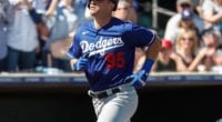 Los Angeles Dodgers prospect Cody Thomas during a 2020 Spring Training game