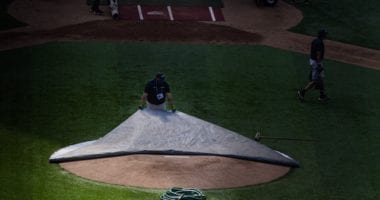 Globe Life Field mound, grounds crew, 2020 NLCS