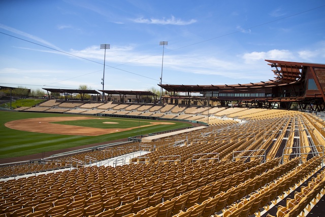 Camelback Ranch view, empty seats, 2021 Spring Training