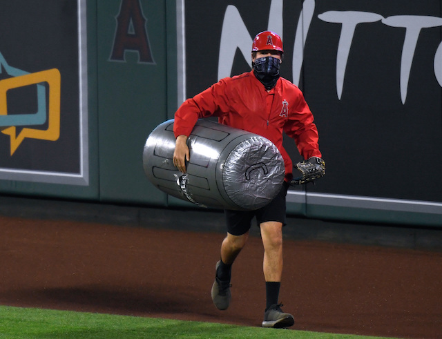 Dodgers Fan Throws Trash Can On Field During Astros-Angels Game