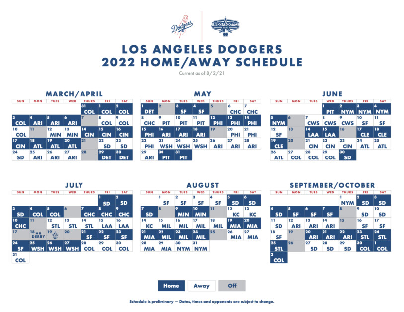 Los Angeles Dodgers 2022 Schedule Mlb Lockout: Updated 2022 Los Angeles Dodgers Schedule And Results