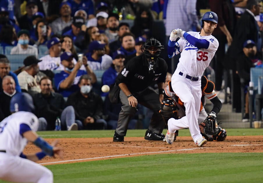 Gavin Lux on base 4 times in NLDS Game 4 vs. Giants