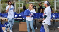 Tony Gonsolin, Justin Turner, Kourtney Turner, Los Angeles Dodgers Foundation, 2021 Thanksgiving Turkey Giveaway