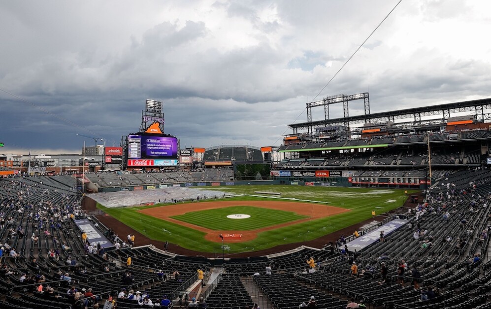 LOOK: Coors Field hit with hail, field covered in ice ahead of Rockies'  game against Dodgers 