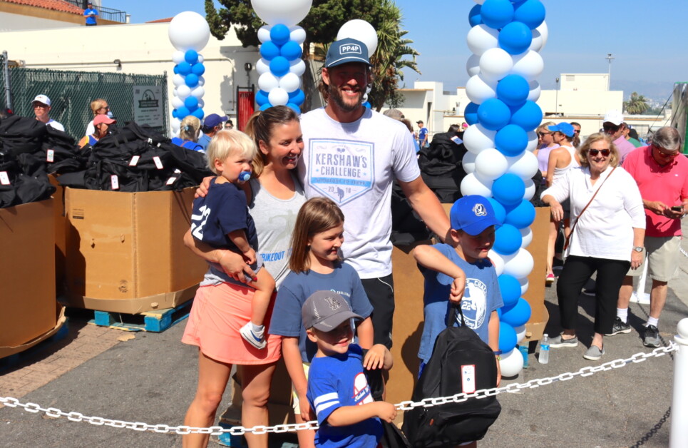 School supply giveaway with Dodgers Pitcher Clayton Kershaw held