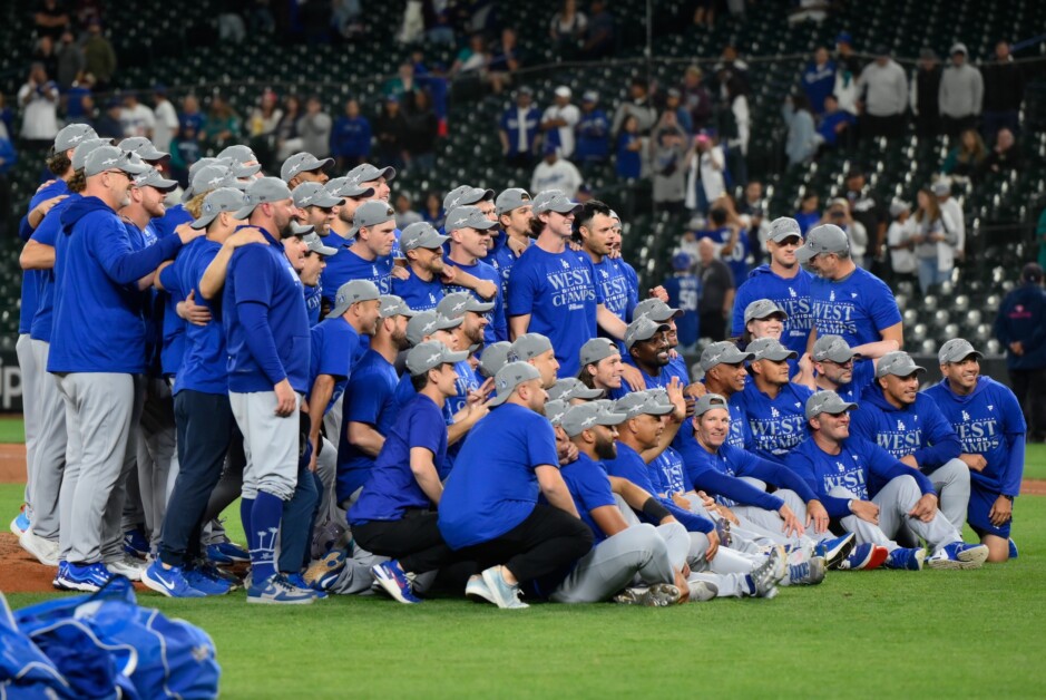 Los Angeles Dodgers Unsigned 2023 NL West Division Champs Photograph