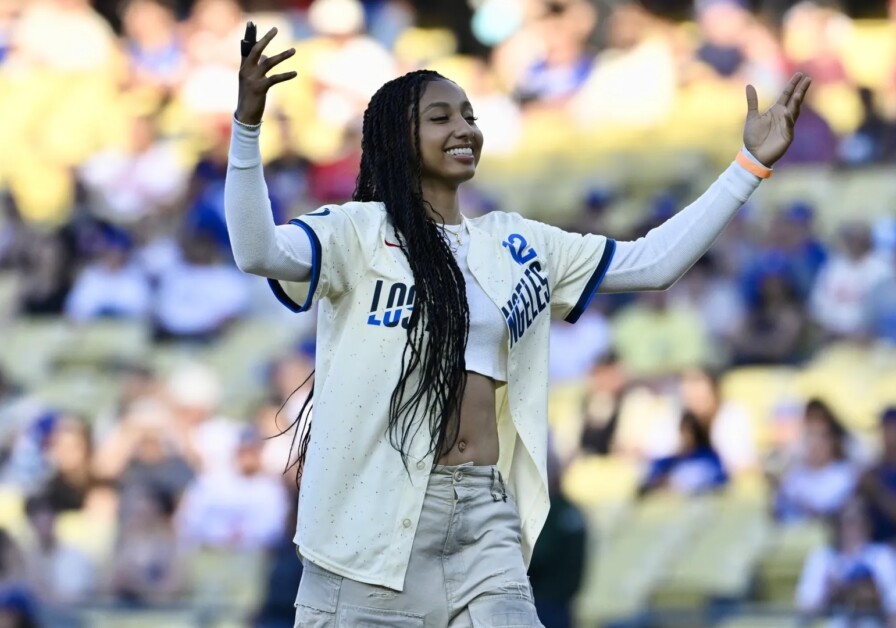 USC Women’s Basketball Star JuJu Watkins Throws Out First Pitch